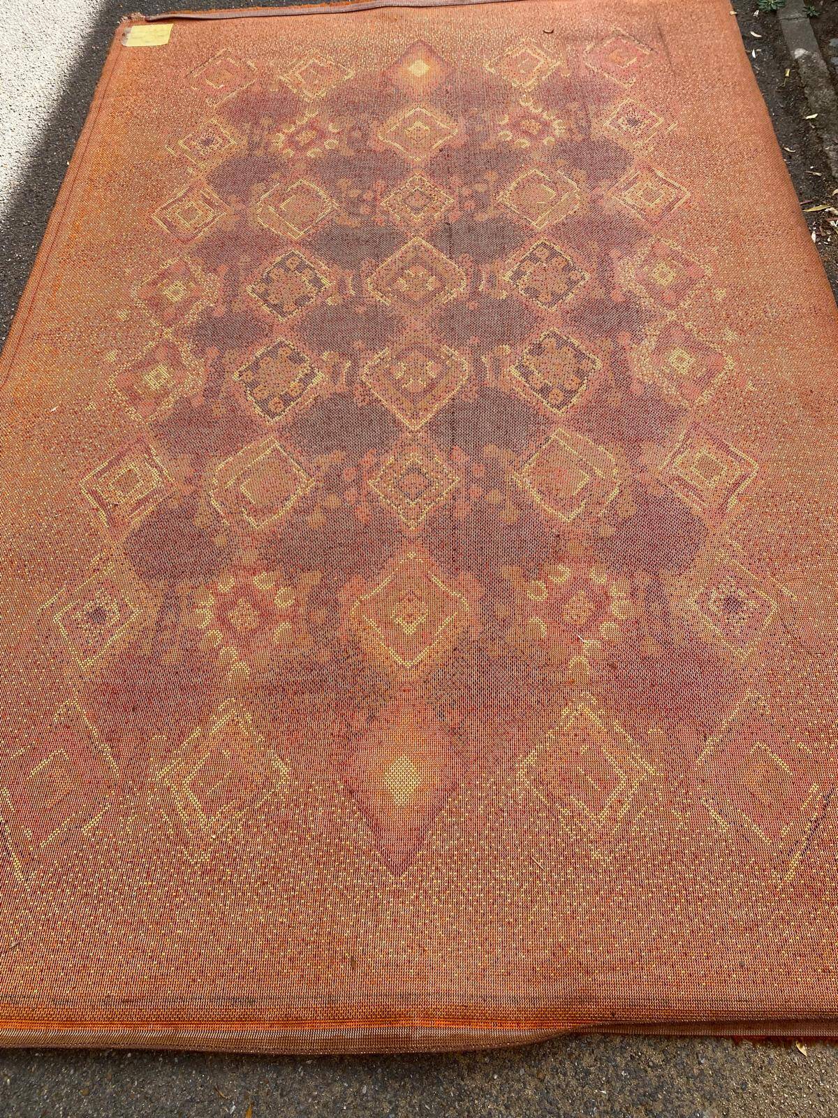 Large vintage shaggy carpet DESSO Menuette 200x300 cm orange & brown 1970
