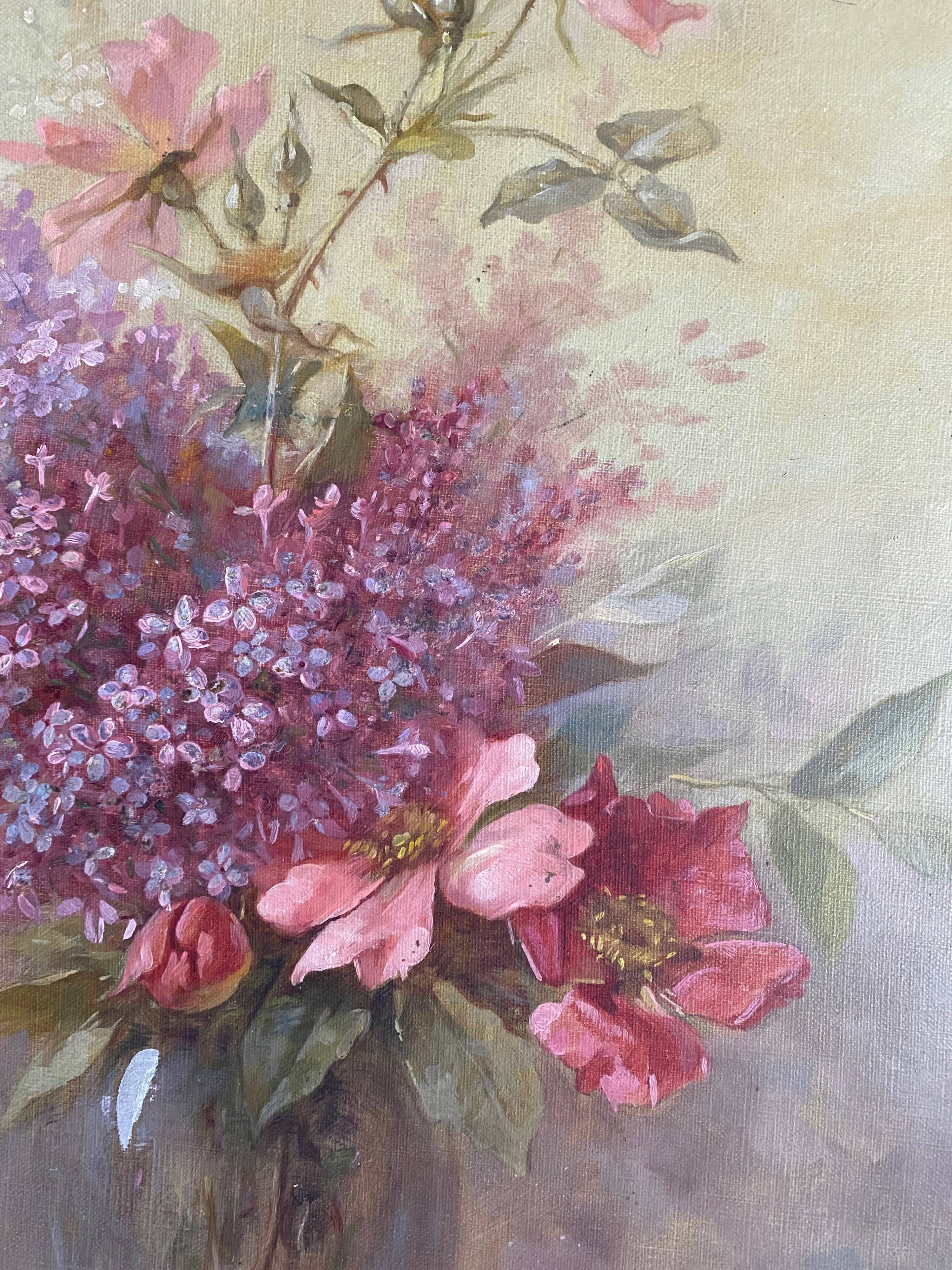 Table "Floral composition" HST signed Henri Chanut XIX ° century