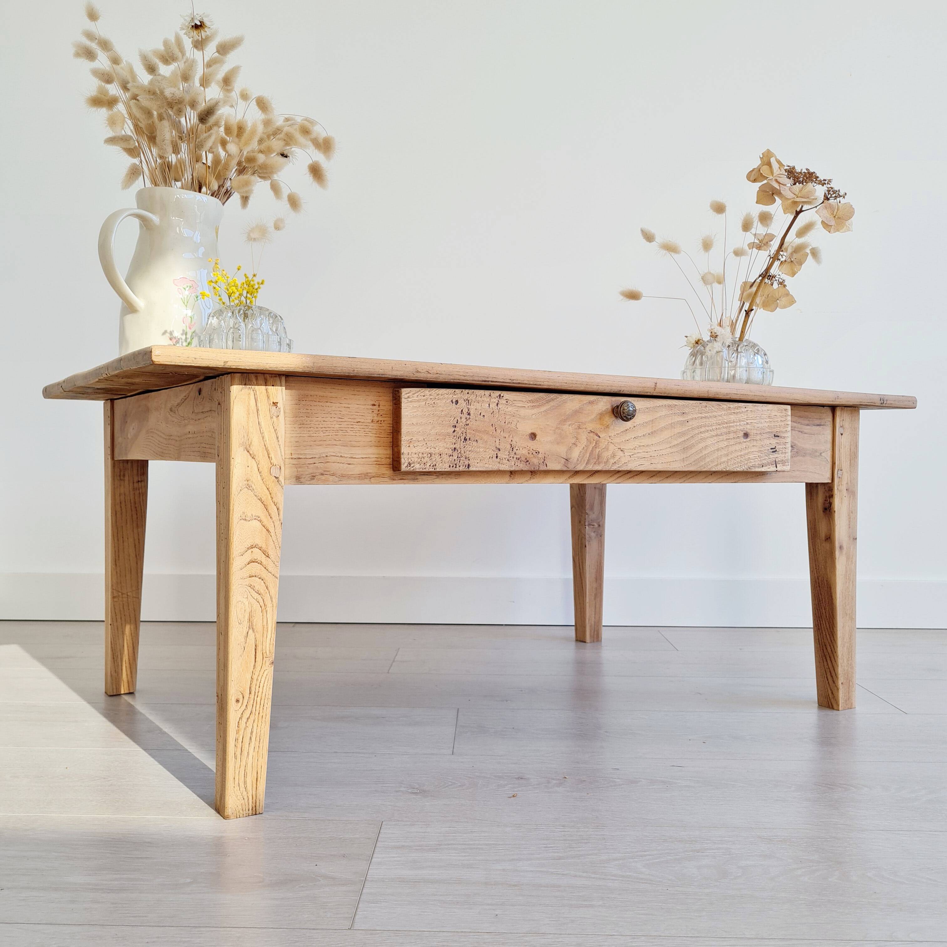 Table de ferme basse bois brut
