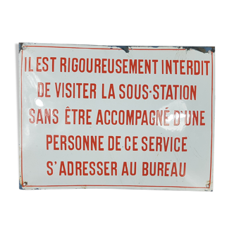 Old enamelled plaque "Metro substation...."