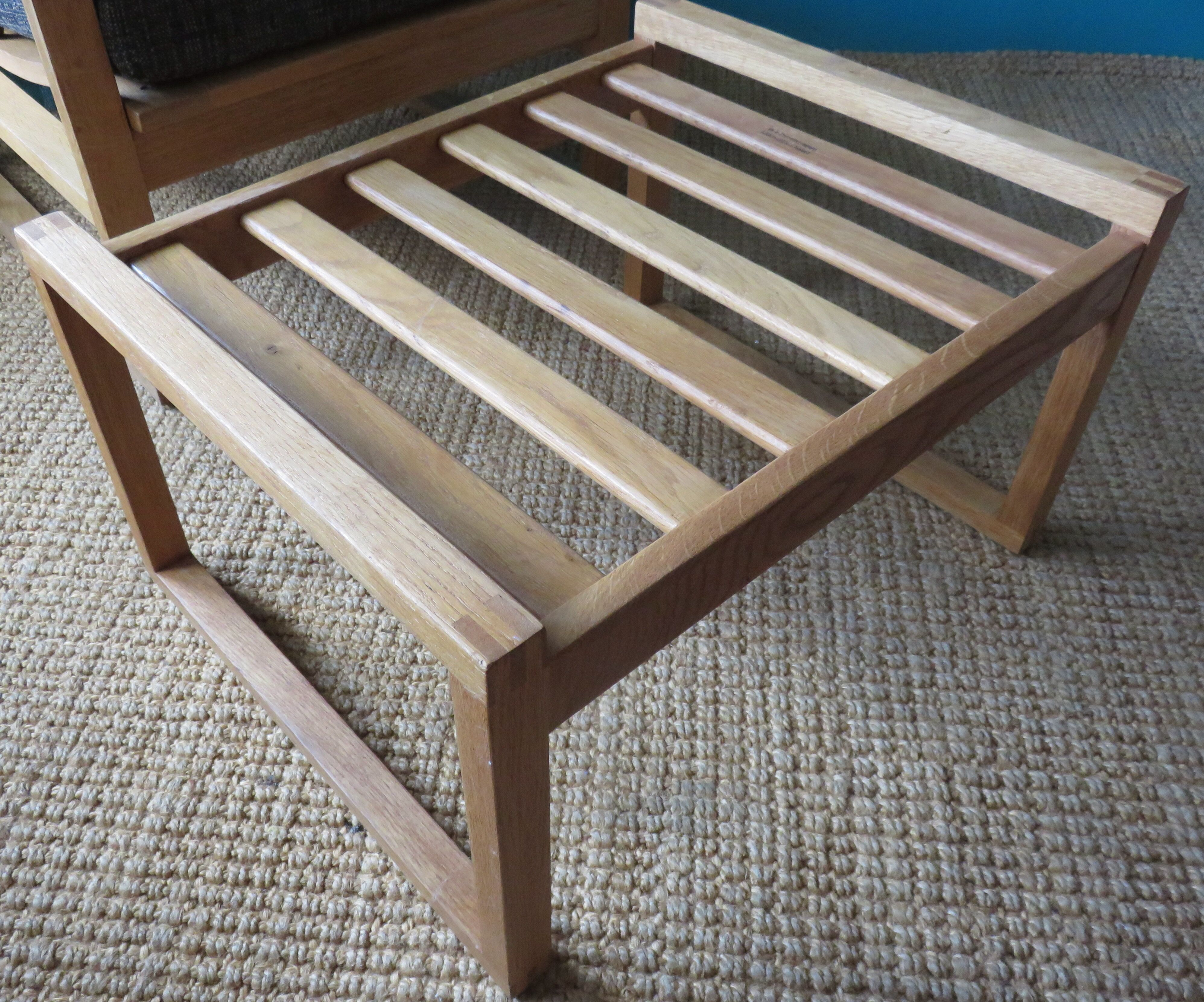 Armchair and ottoman in light oak by Borge Mogensen, Denmark 1965