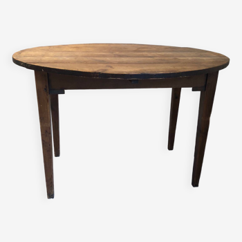 Table ovale à deux rabat en bois vintage début du XXe siècle