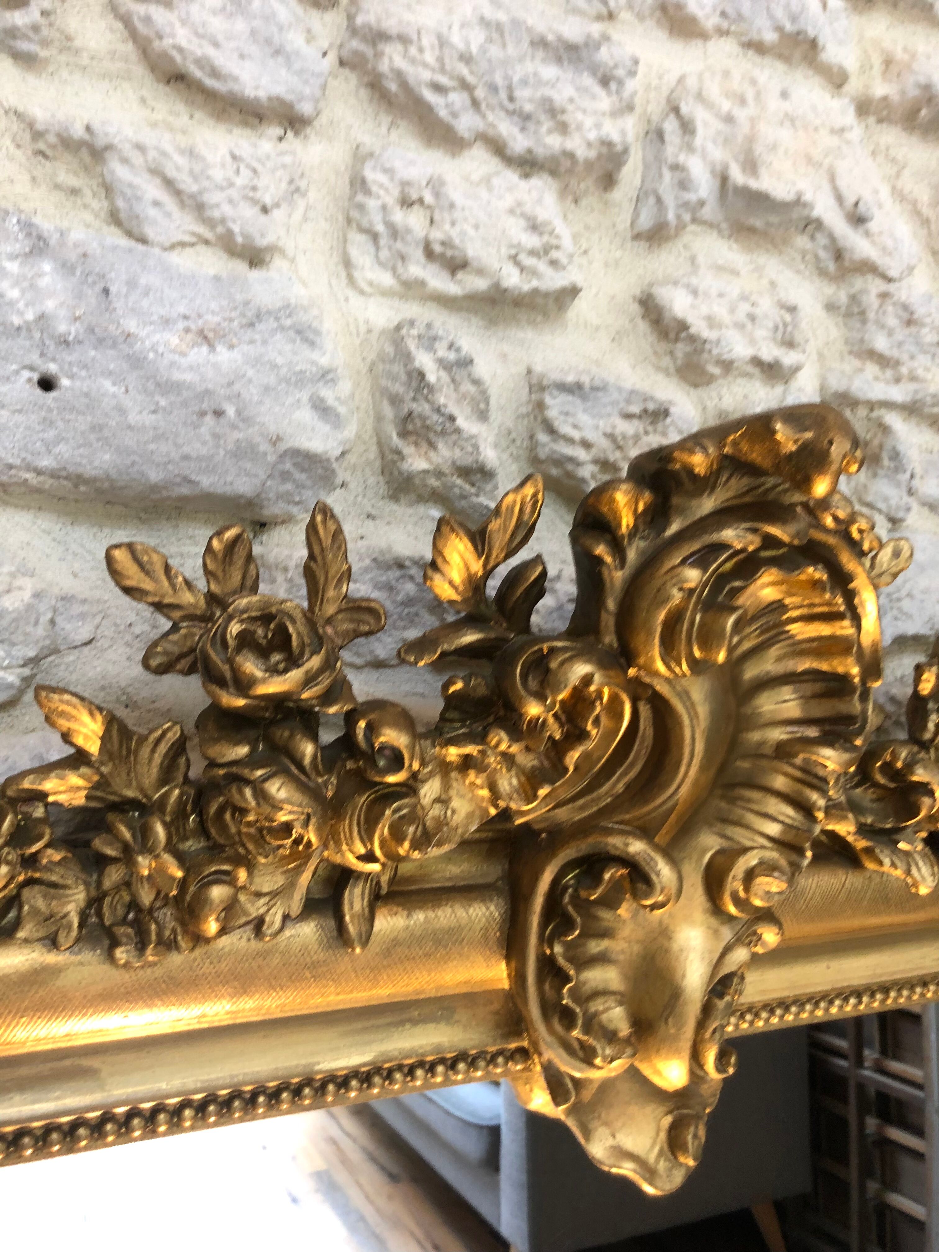 Louis-Philippe mirror with pediment late 19th century, 150x82.5cm