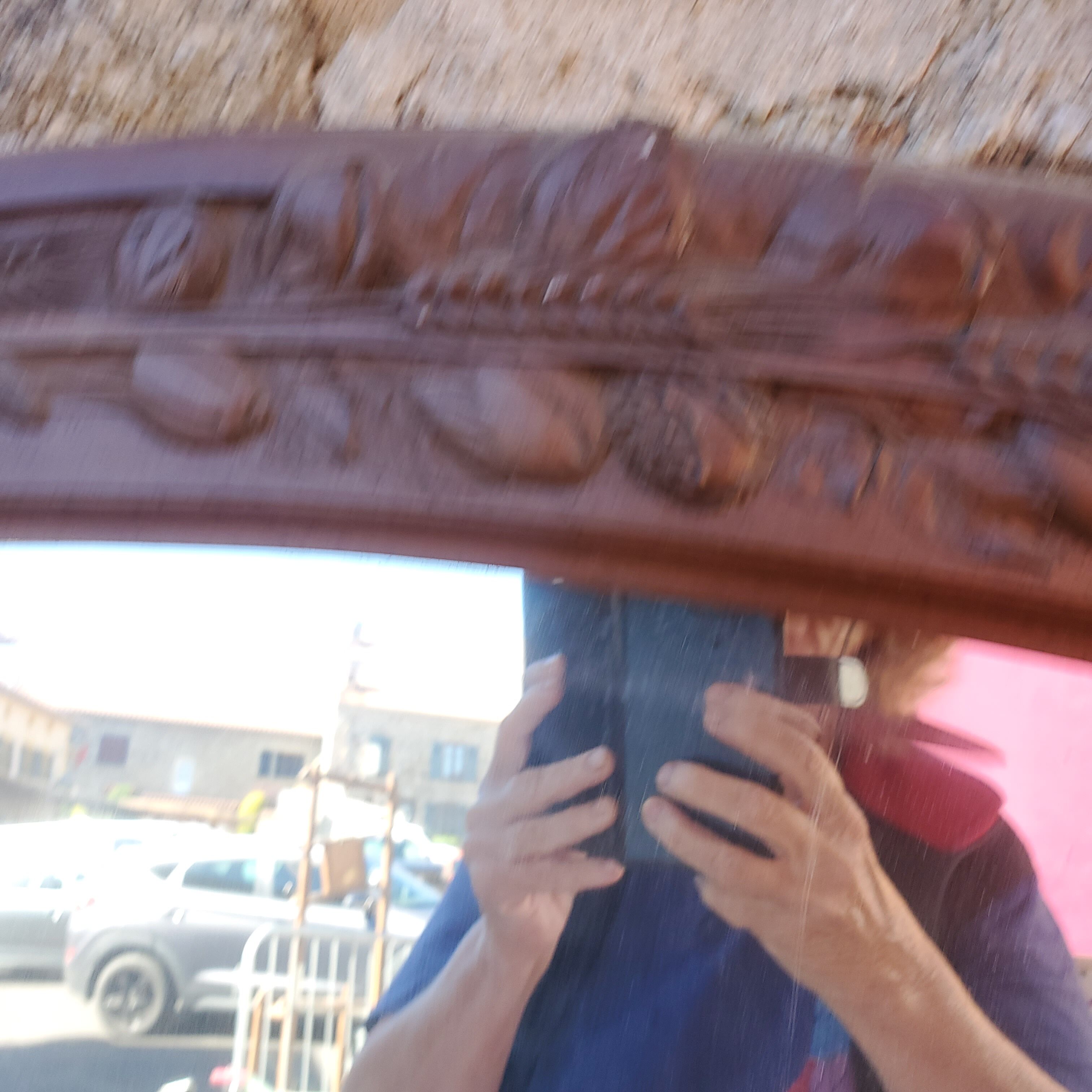 Mirror beveled mirror wooden frame