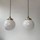 Pair of old opaline pendant lamp 18 cm vintage