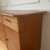 Wood and rattan sideboard