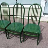 Set of 4 vintage Baumann Eden bistro chairs in green wood