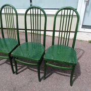 Set of 4 vintage Baumann Eden bistro chairs in green wood