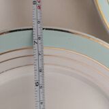 set of 8 Lunéville dessert plates, Regency model, green, white and gold