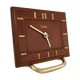 Table clock, pendulum, Bayard in leather covered brown and brass