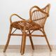 Chaise en osier et rotin vintage, fauteuil de style floridien des années 50 fabriqué en Italie, tan naturel.