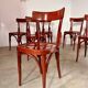 Set of 6 vintage 70s curved varnished wood bistro chairs