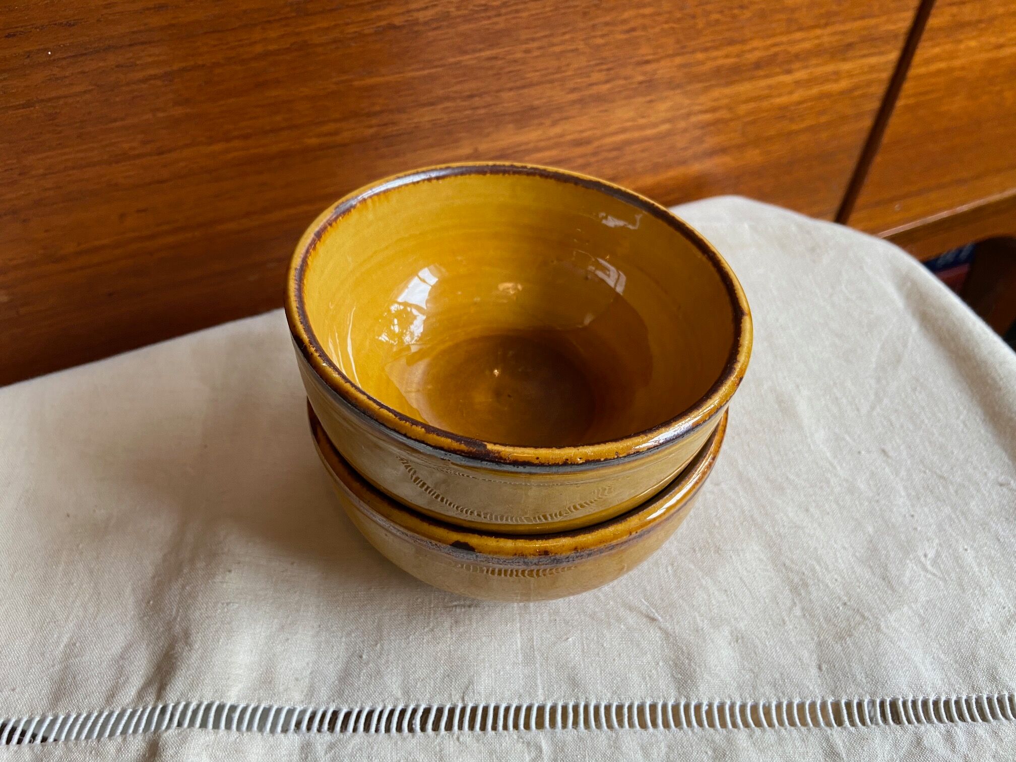 Pair of enamelled bowls Vallauris