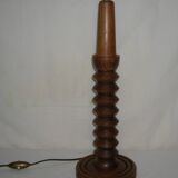 Charles Dudouyt style lamp in turned wood from the 1940s