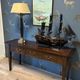Console table in cherry wood with 3 drawers
