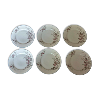 Series of six porcelain plates from Paris old Paris XIXth floral decoration