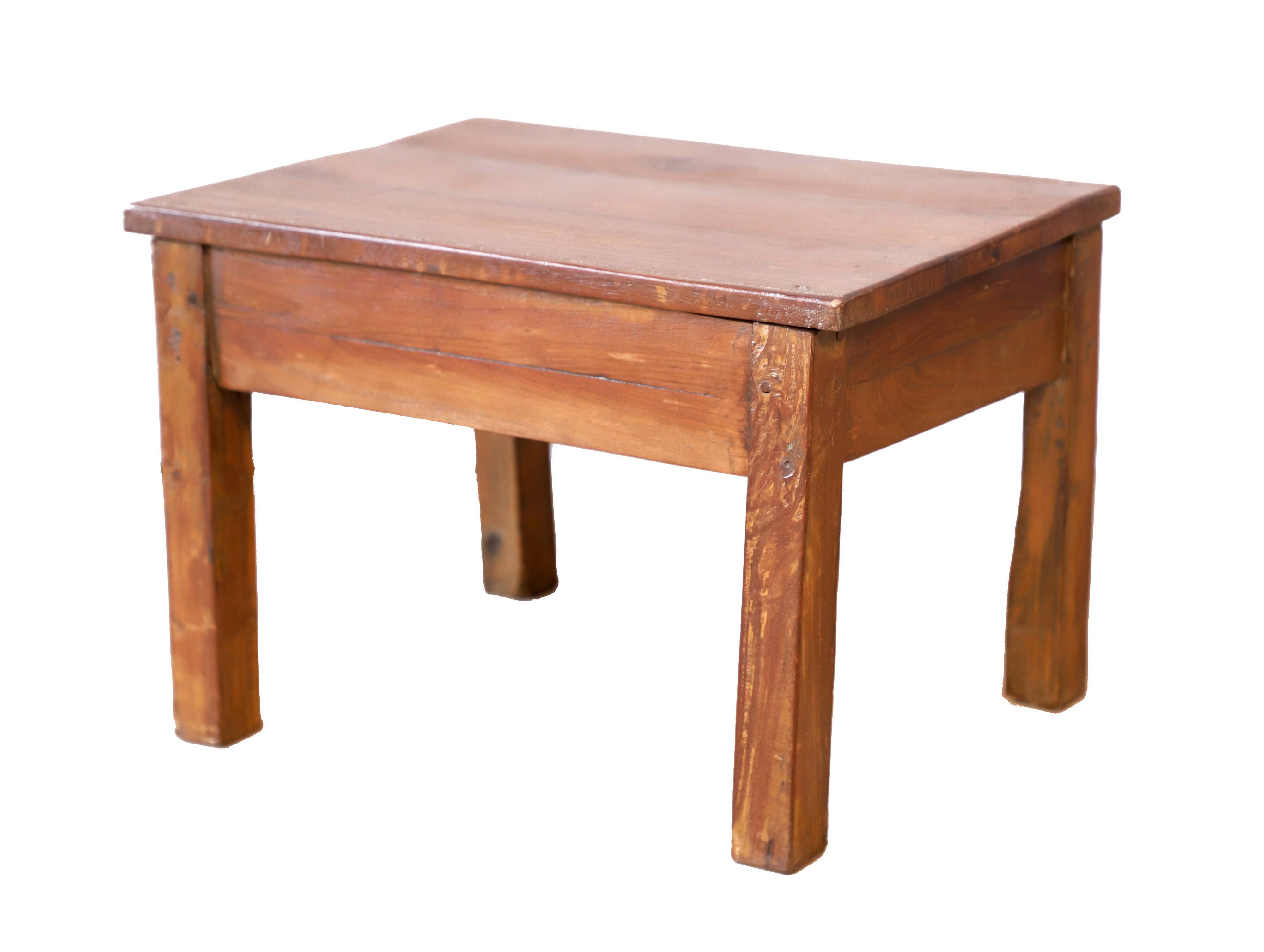 Small bedside table - side table in natural Burmese teak