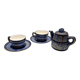 HB Quimper cobalt blue tea set teapot and 2 earthenware cups