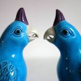Pair of enamelled porcelain parrots, Chinese, 1960s.
