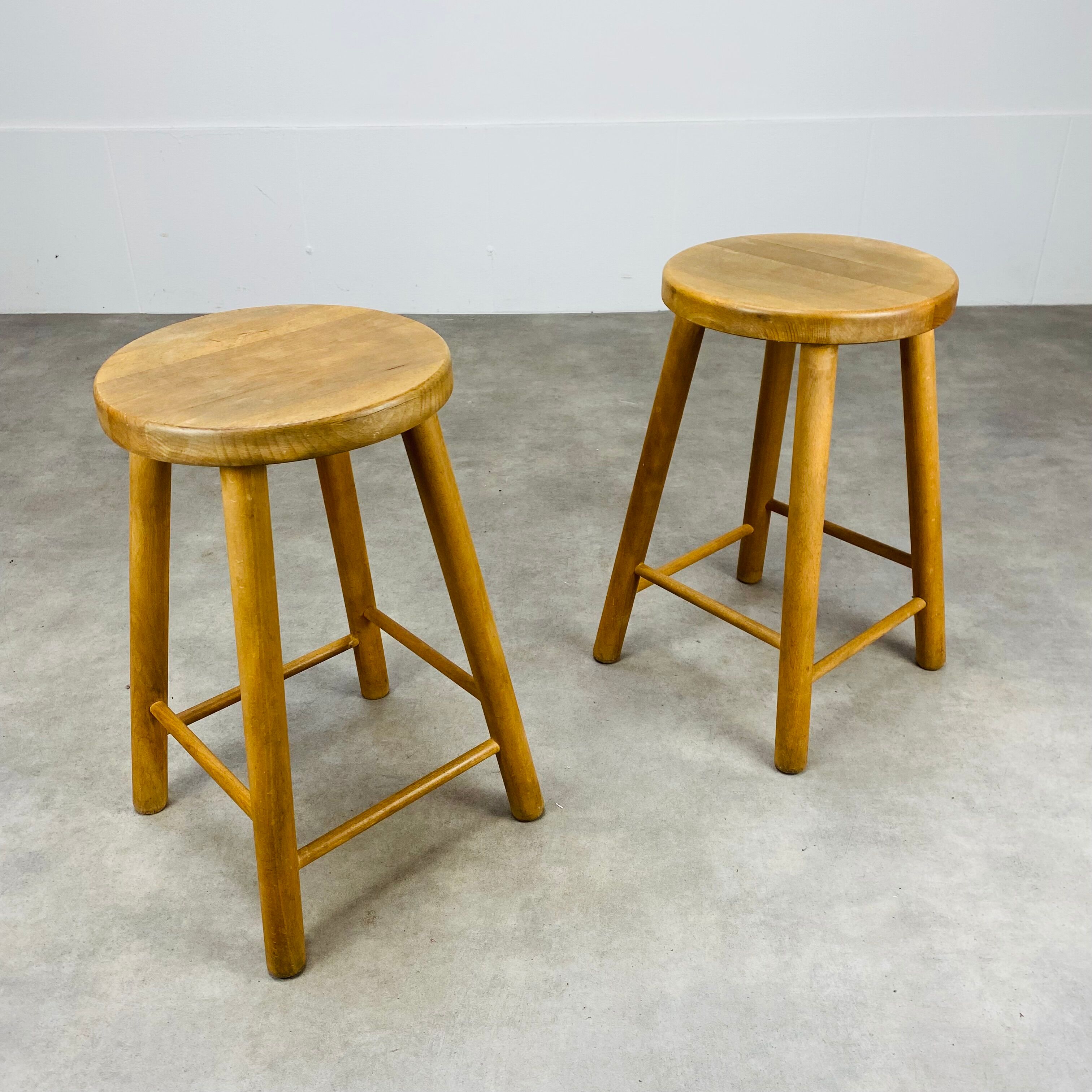 Pair of vintage wooden stools