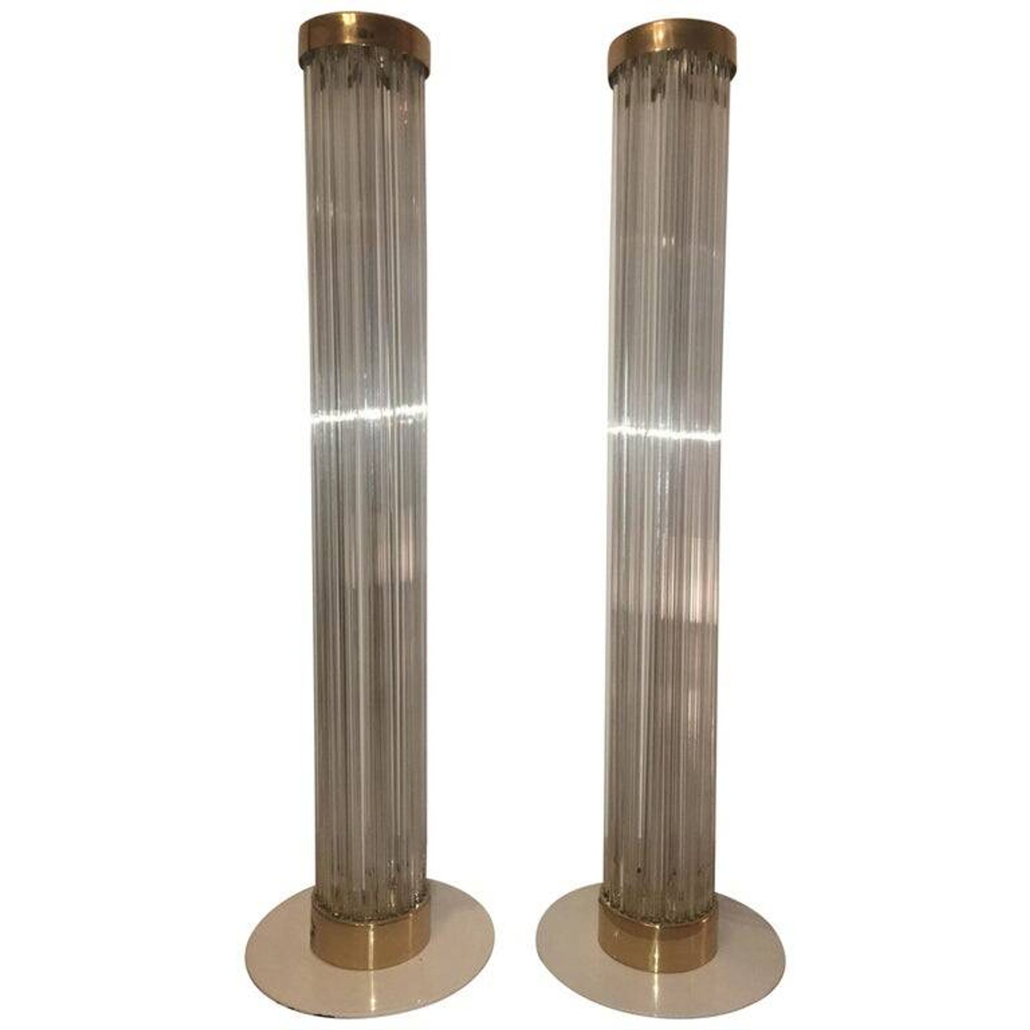 Pair of Design Brass and Glass Modern Floor Lamps/Kamenicky Senov, 1960s