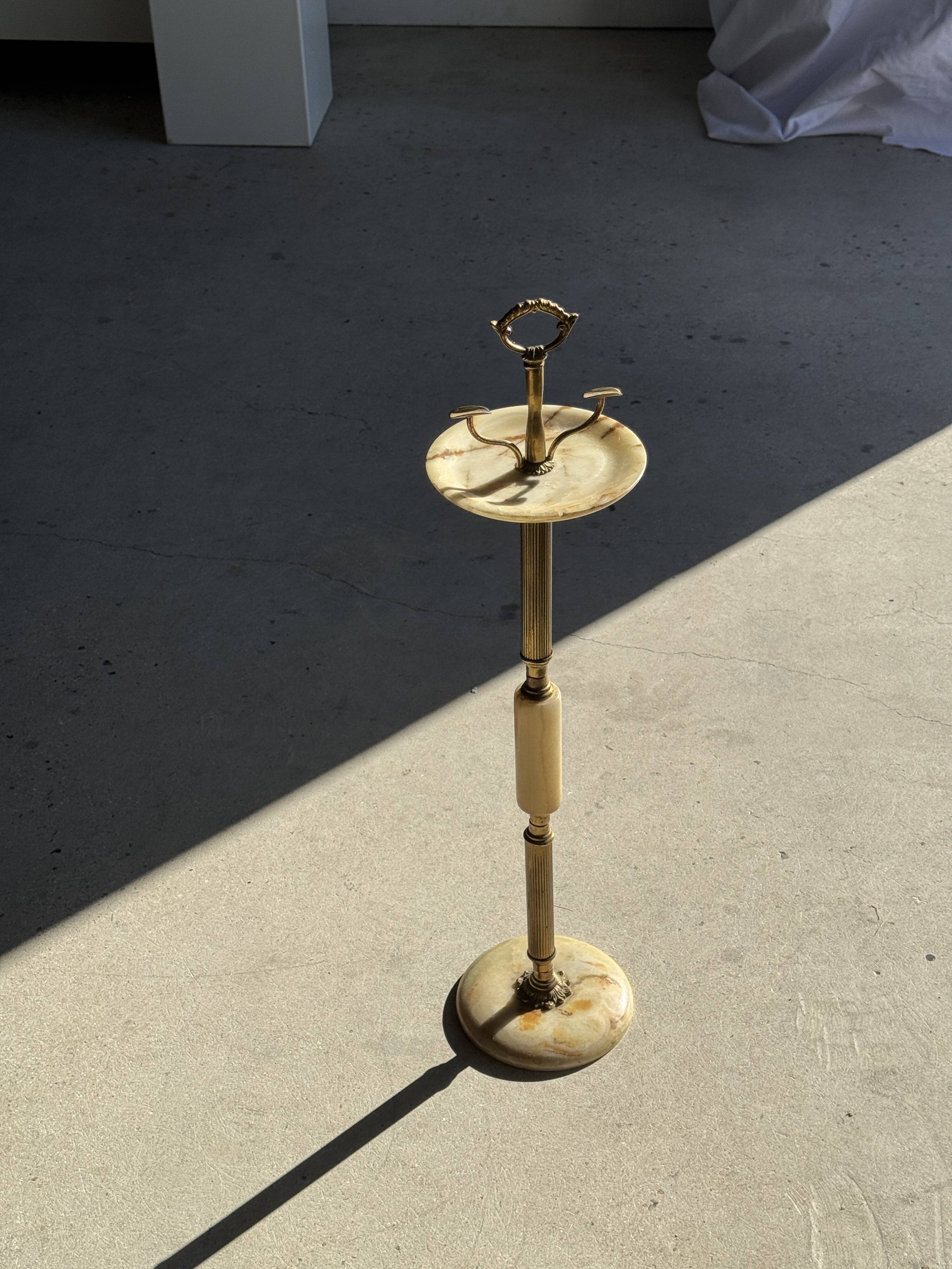 Marble and brass standing ashtray H74 D17