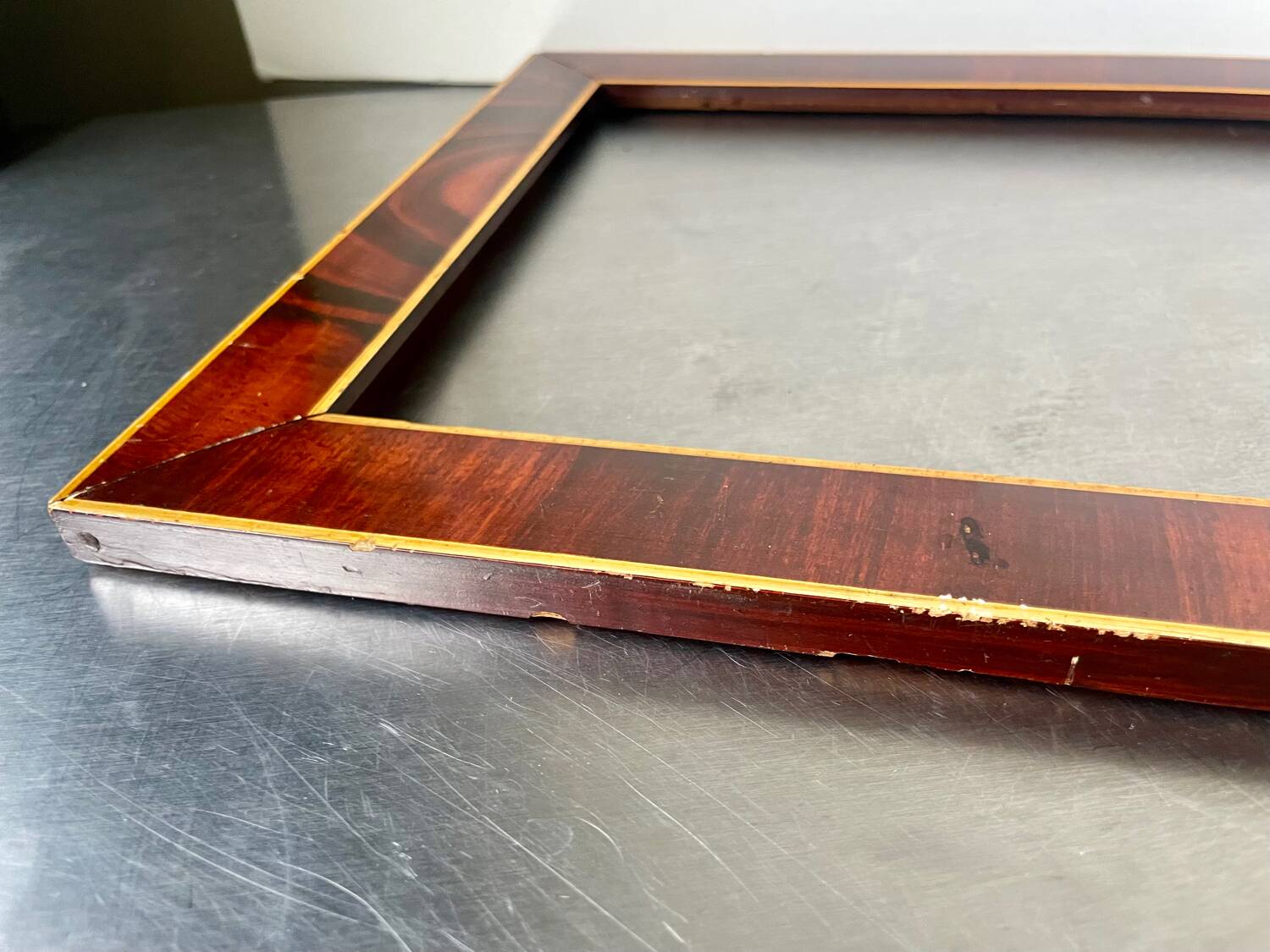 Antique Wooden  Frame intarsia borders 26.5 cm x 22.5  cm