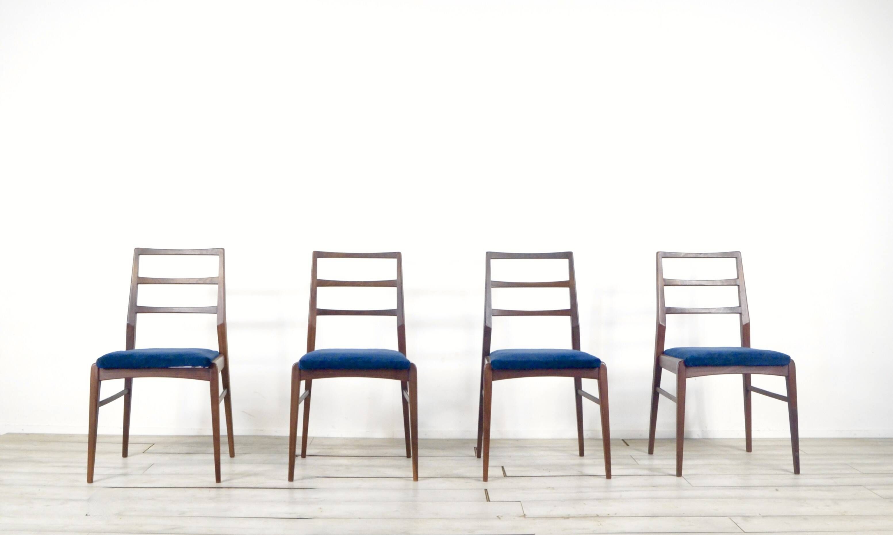 Set Of 4 Vintage Richard Hornby For Heals Fyne Ladye Afromosia Chairs.