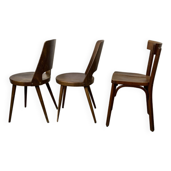 Lot de 3 chaises bistrot dépareillés et abîmés