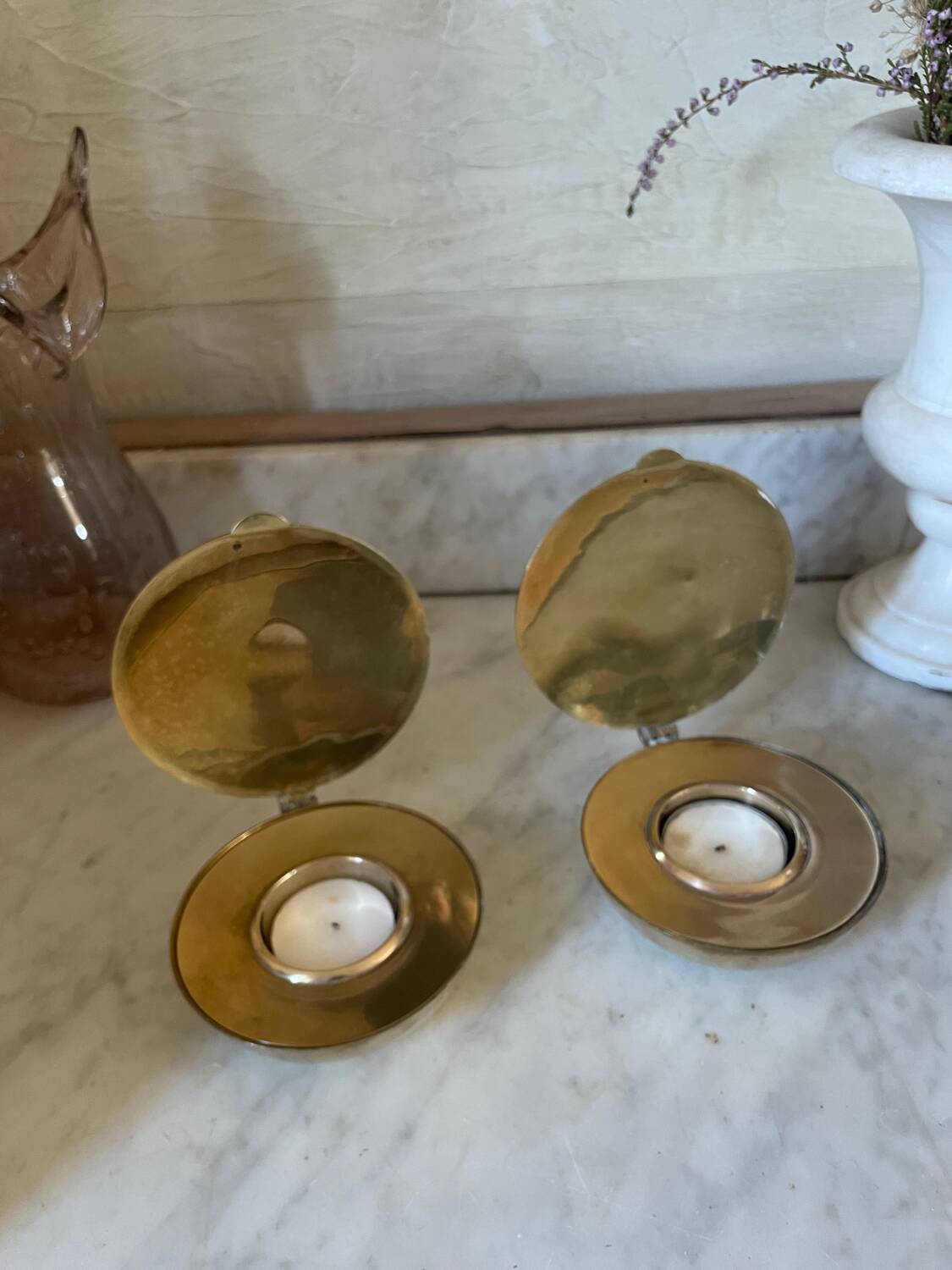 Pair of Scandinavian brass candlesticks