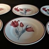Series of six Orchies earthenware dessert plates model Simone