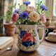 Vintage Ceramic Jug Hand-Painted, Flower Vase