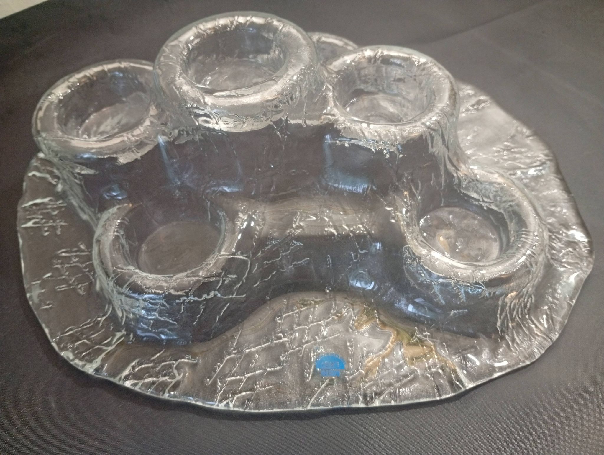 "Volcano" glass candlestick by Pertti Kallioinen for Meri Lasi, Finland