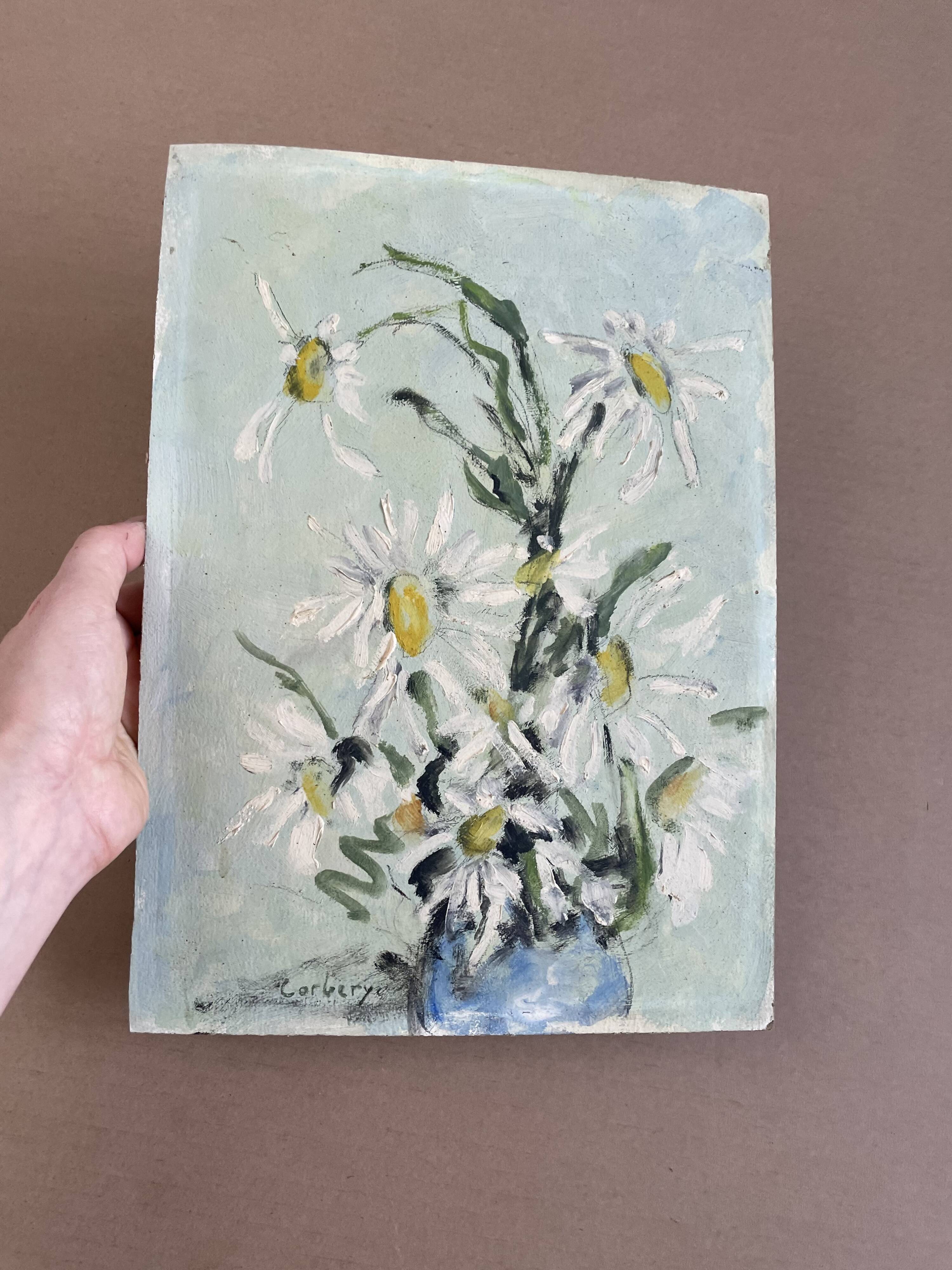 Old oil on cardboard signed