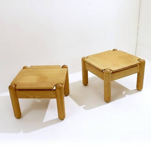 Pair of Mid Century square Pine Coffee Tables in the style of Ilmari Tapiovaara