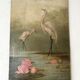 Oil on old panel heron egrets