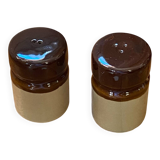 Salière et poivrier en grès vernissé, années 70