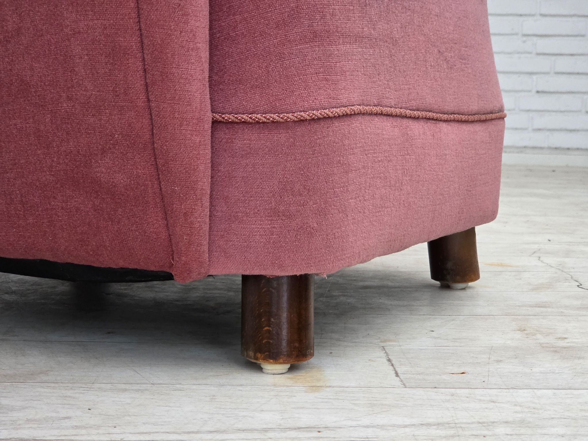 1960s, Danish relax armchair, furniture velour, oak wood.