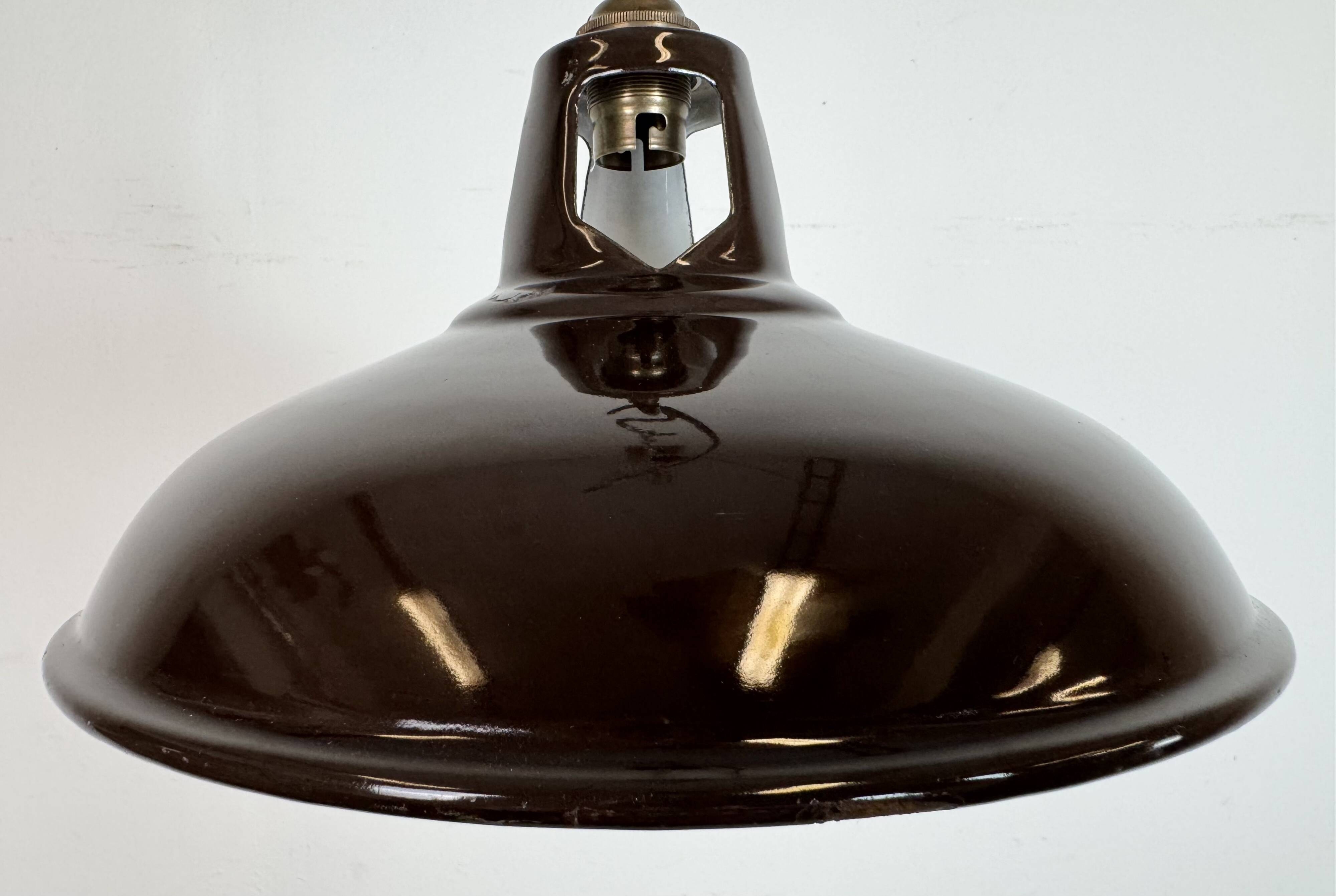 Industrial Brown Enamel Factory Pendant Lamp , 1960s