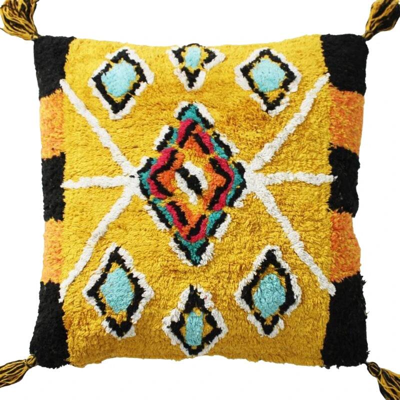 Yellow Berber-inspired cushion 45x45 cm