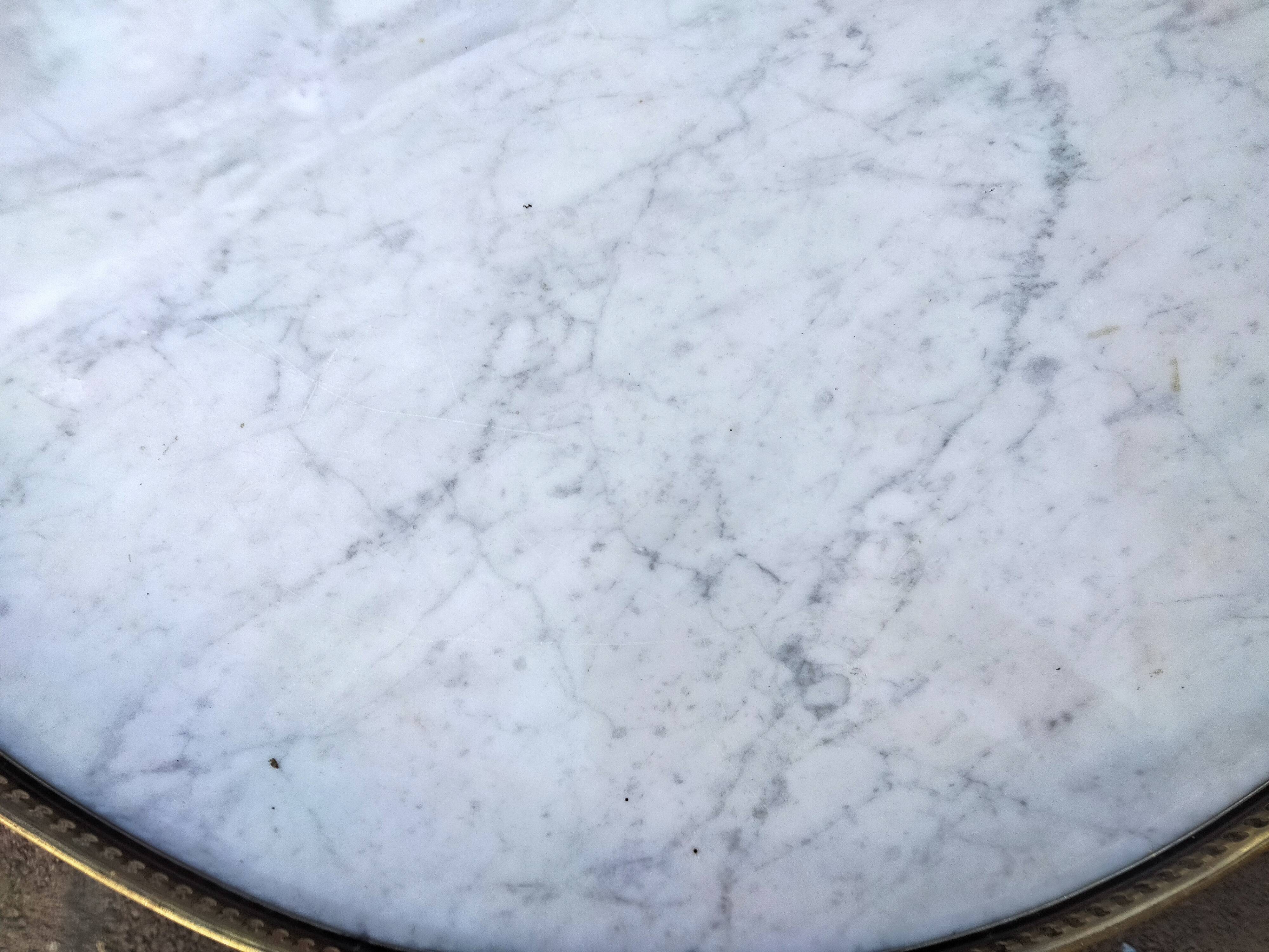 High table old hot water bottle Louis XVI style marble top