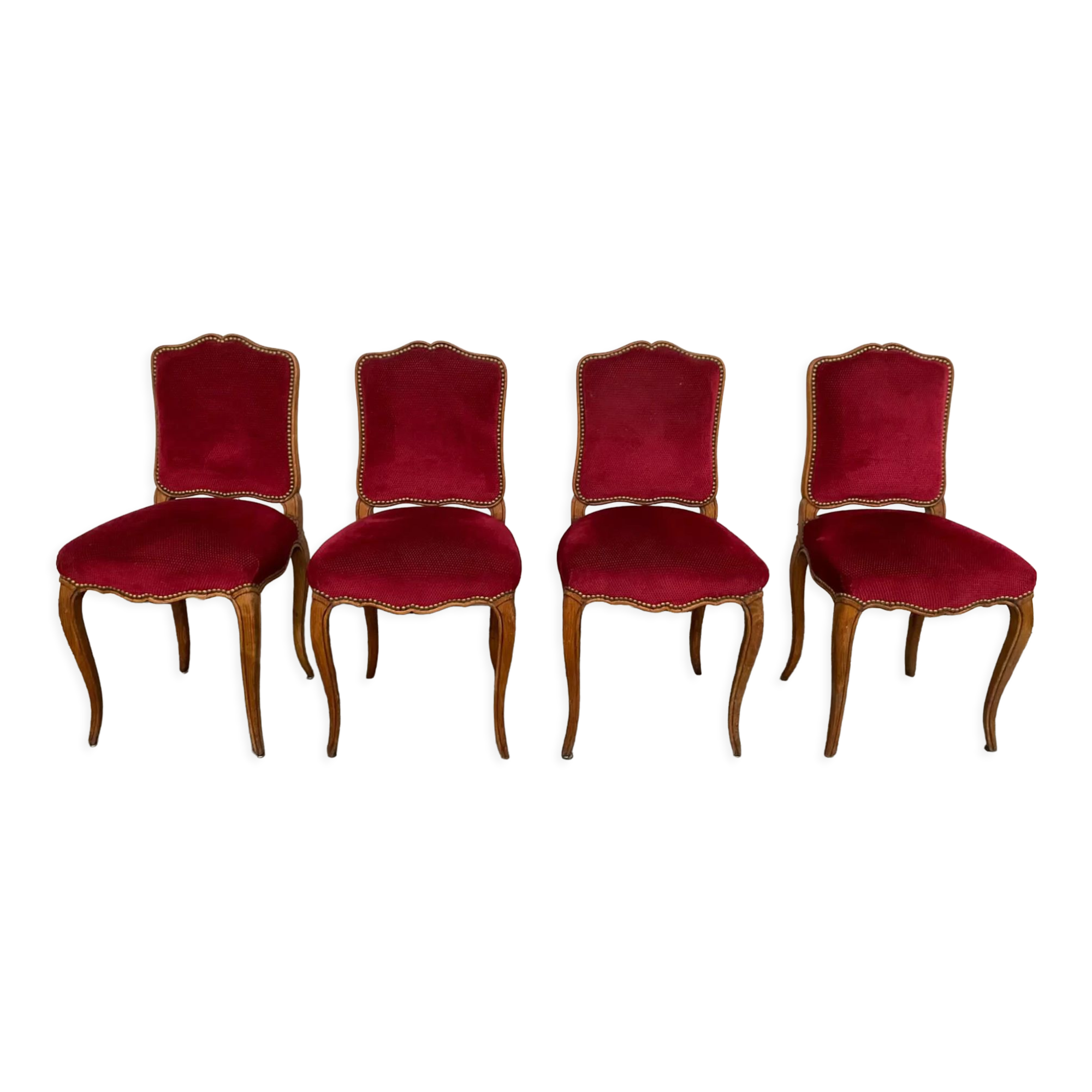 4 red Louis XV style chairs