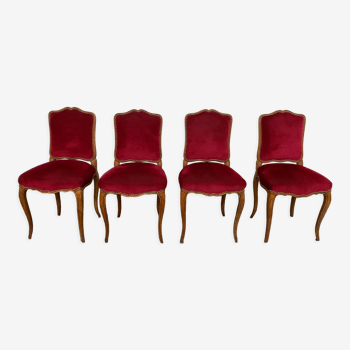4 red Louis XV style chairs