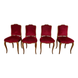 4 red Louis XV style chairs