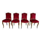 4 red Louis XV style chairs