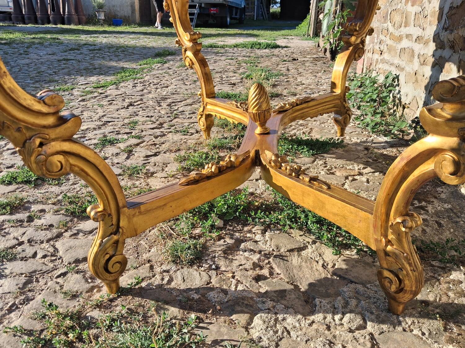 19th century gilded wood center table