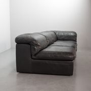 Durlet 'Jeep' Modular Sofa in Anthracite Grey Leather, Belgium 1970s