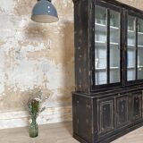 Display cabinet in patinated wood