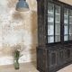 Display cabinet in patinated wood