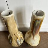 Set of two flamed stoneware vases